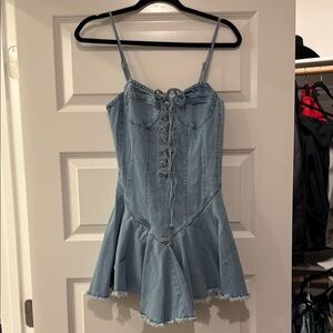 Stylish Denim Lace-Up Dress